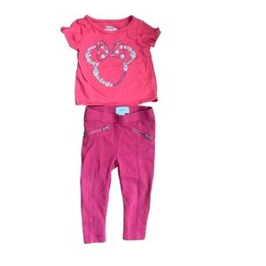 Baby Toddler Girl Red Sz 12-18 months 2 Piece Minnie Mouse Shirt Gap Pants